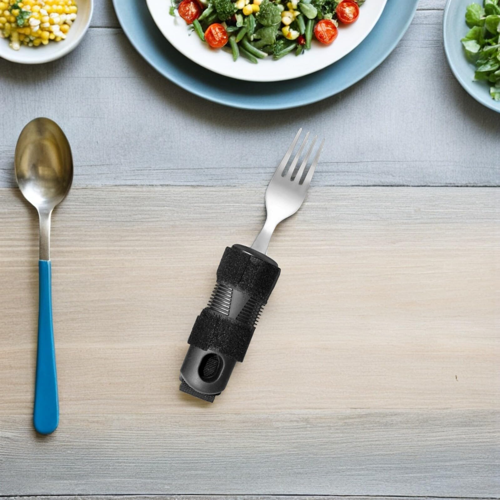 Cubiertos Adaptados Antivibración 3 Piezas Mango Ergonómico Antideslizante para Adultos Temblores y Utensilios Flexibles de Rehabilitación para Personas Mayores y Discapacidad