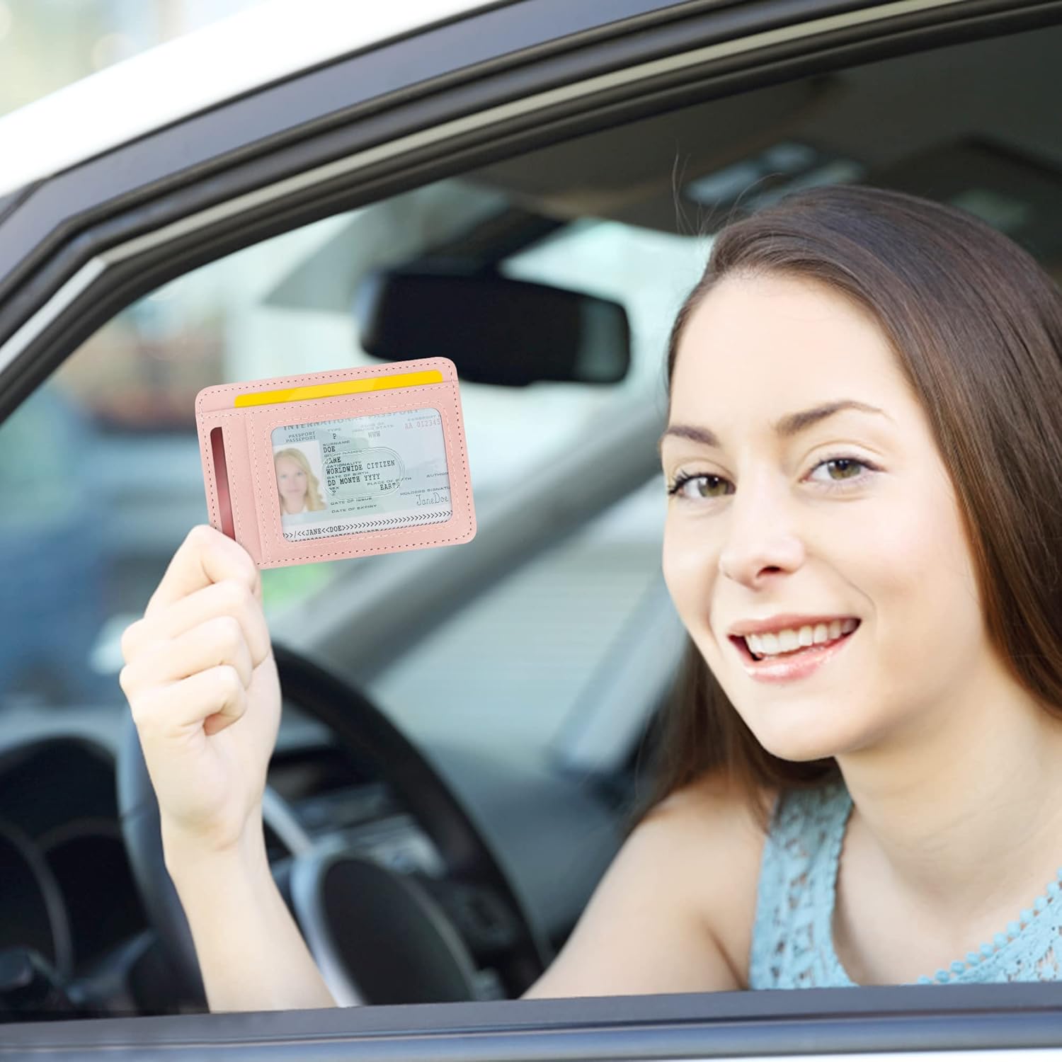 CONISY Slim Credit Card Holder for Women, Thin Front Pocket Leather Mini Wallet with RFID Blocking (Pink) - Image 8