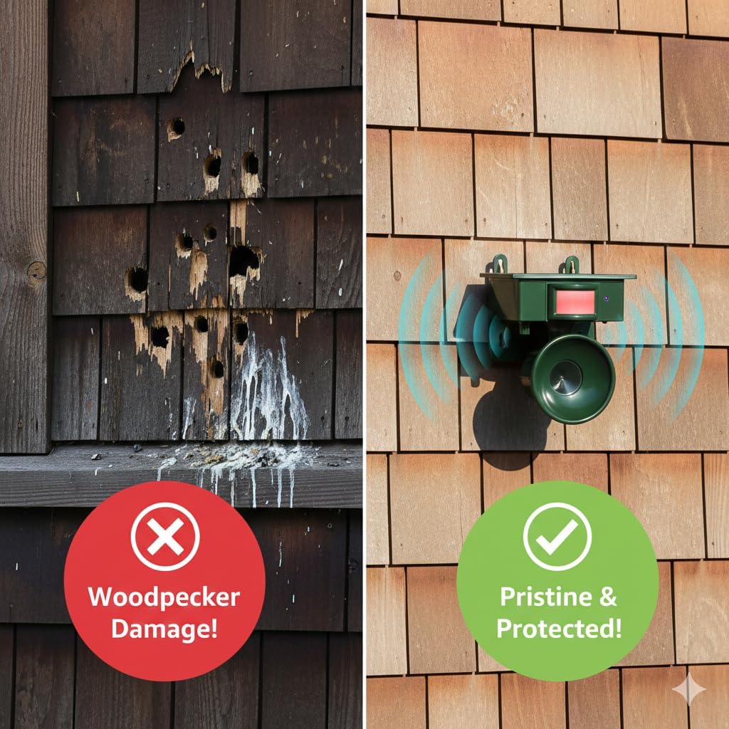 2026 Solar Ultrasonic Bird Repellent Devices Outdoor Solar Woodpecker Deterrent for House Outdoor Waterproof Pigeon Deterrents for Outside to Keep Bird Pigeon Out of Yard Garden Balconies