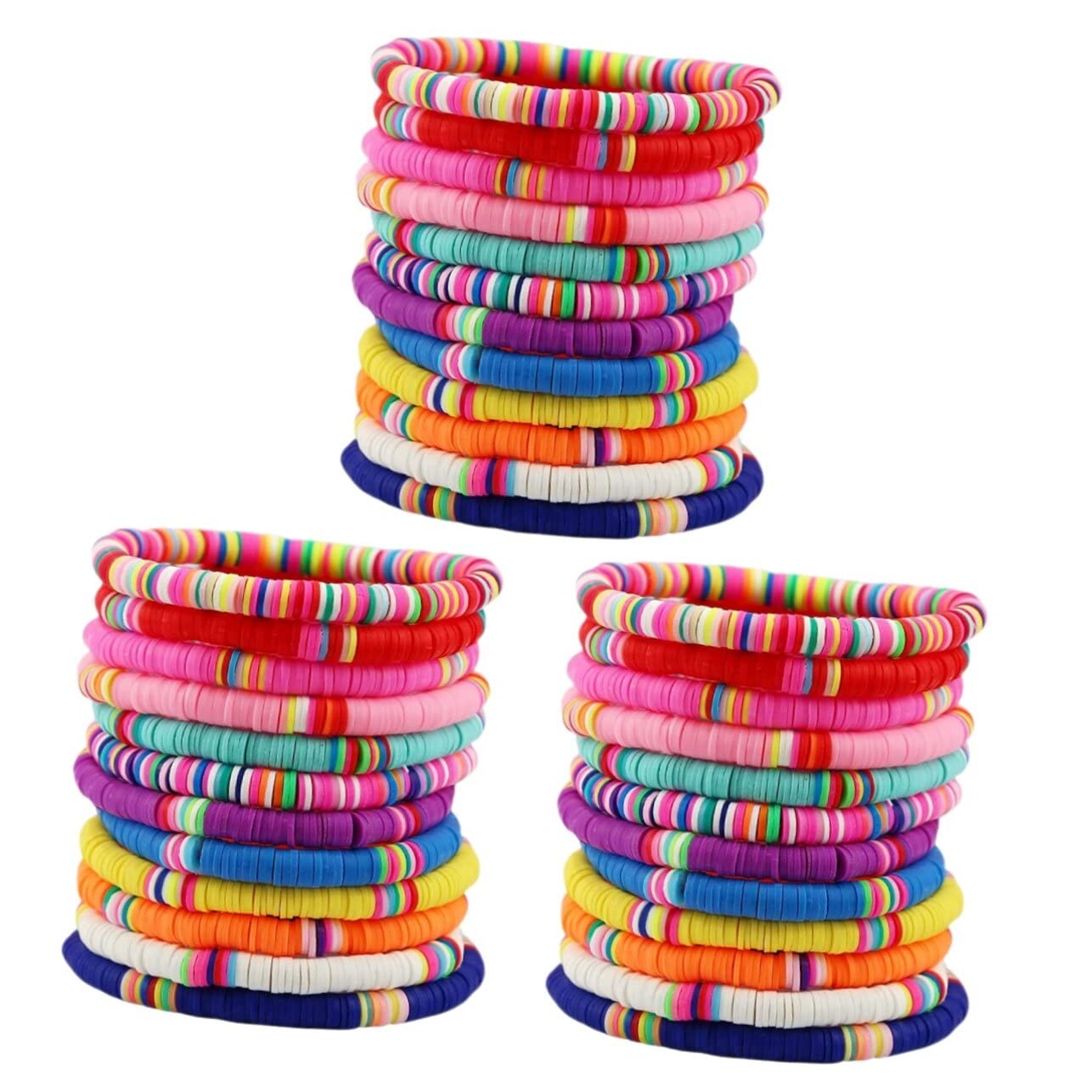 24 braccialetti in argilla alla moda per donne braccialetti bohemien perline di argilla braccialetti braccialetto perline pacchetto braccialetto elastico bohemien impilabile perline bracciali colore misto Miss set