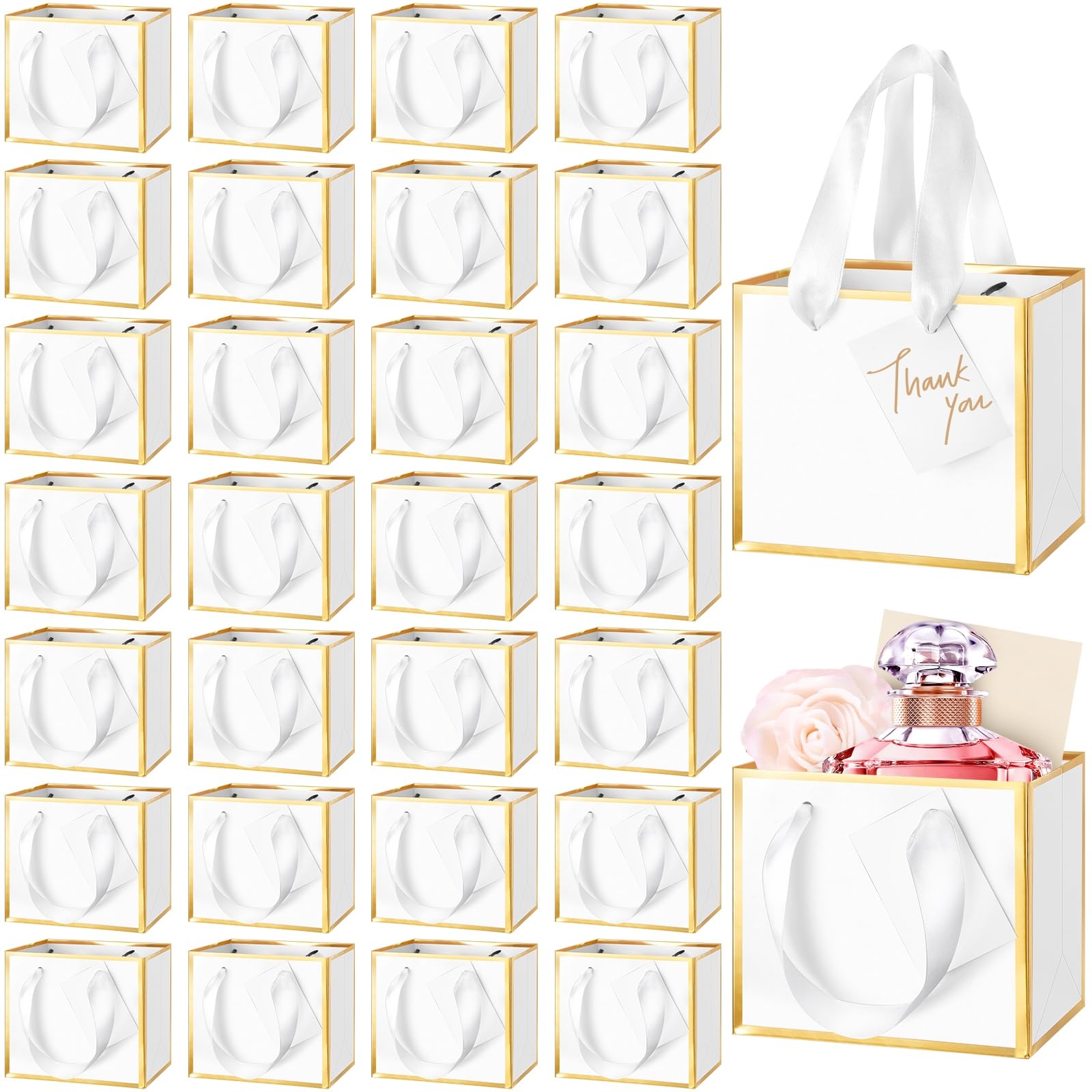 Yeaqee 12 Goldene Geschenktüten Mit Griffen – 3 Größen, Wiederverwendbar Für Party, Hochzeit & Mehr