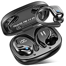 Cuffie Bluetooth 5.4 Sport, Auricolari Bluetooth con 3D Bass Stereo, 75 Ore Cuffie Wireless con 4 ENC HD Mics, IP7 Impermeabile Cuffiette HiFi con Display LED, Cuffie Senza Filo per Palestra, Running