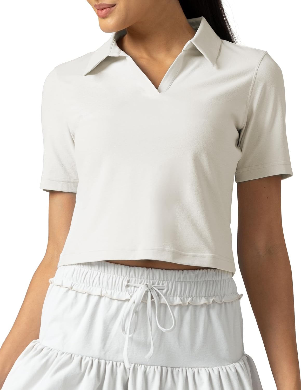 Colorfulkoala Sorona Women's Short Sleeve Golf Polo Shirts Collared V Neck Quick Dry Tennis Workout Tops Moisture Wicking