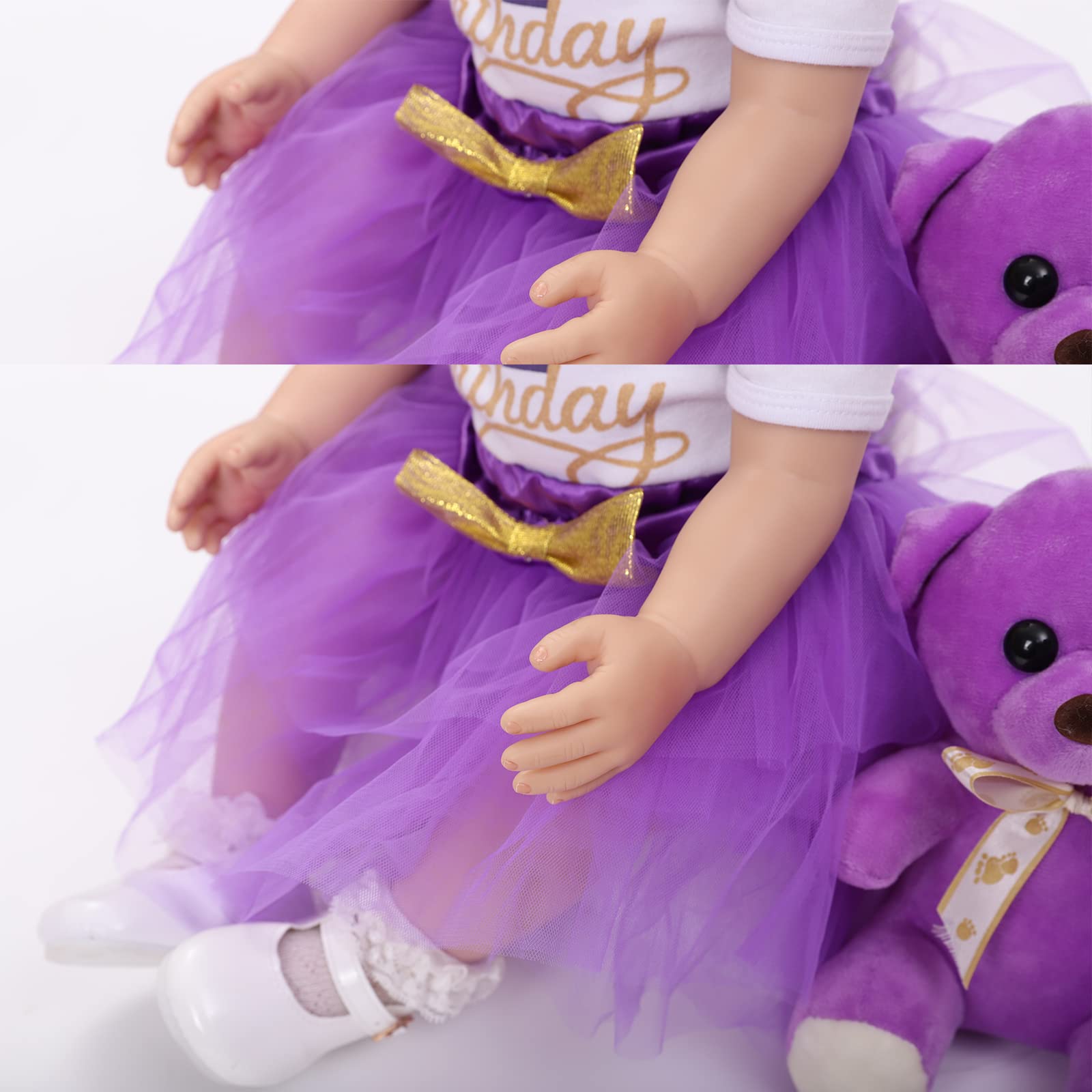 ZIYIUI Reborn 61 cm Reborn Baby Dolls Girl winyl miękki silikon prawdziwe życie ręcznie robione noworodek realistyczna dziewczyna w fioletowej sukience niemowlęta lalka chłopiec i dziewczynka zabawki