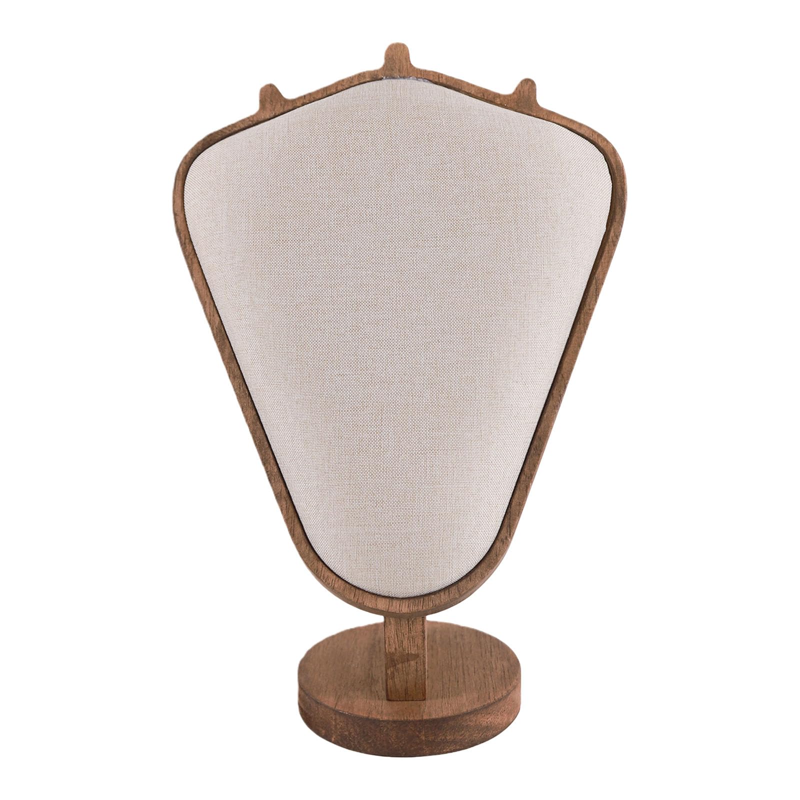 Msioytog Linen Jewelry Holder Triangular Designs for Jewelry Exhibition Color Body Necklace Display Stand Wooden Pendant Holder for Necklaces