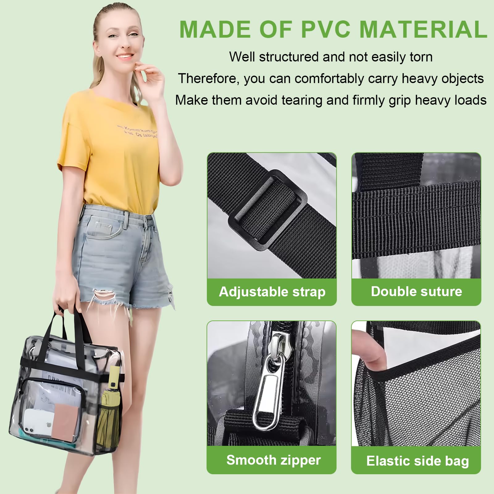 Sac Fourre-Tout Transparent en PVC Clear Bag 31 x 30 x 15 cm