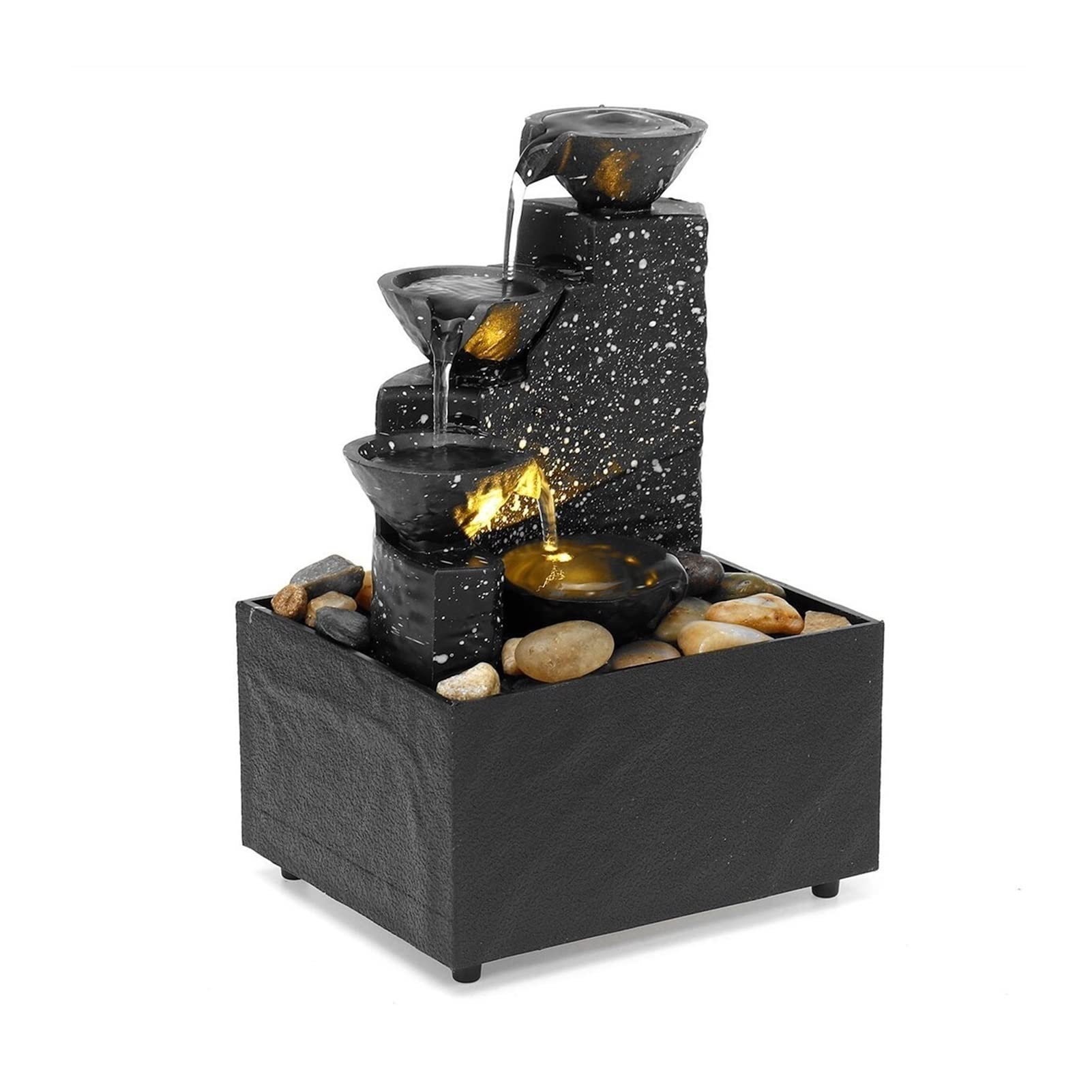 Fontaine à eau de bureau en résine avec lampe LED pour déco maison