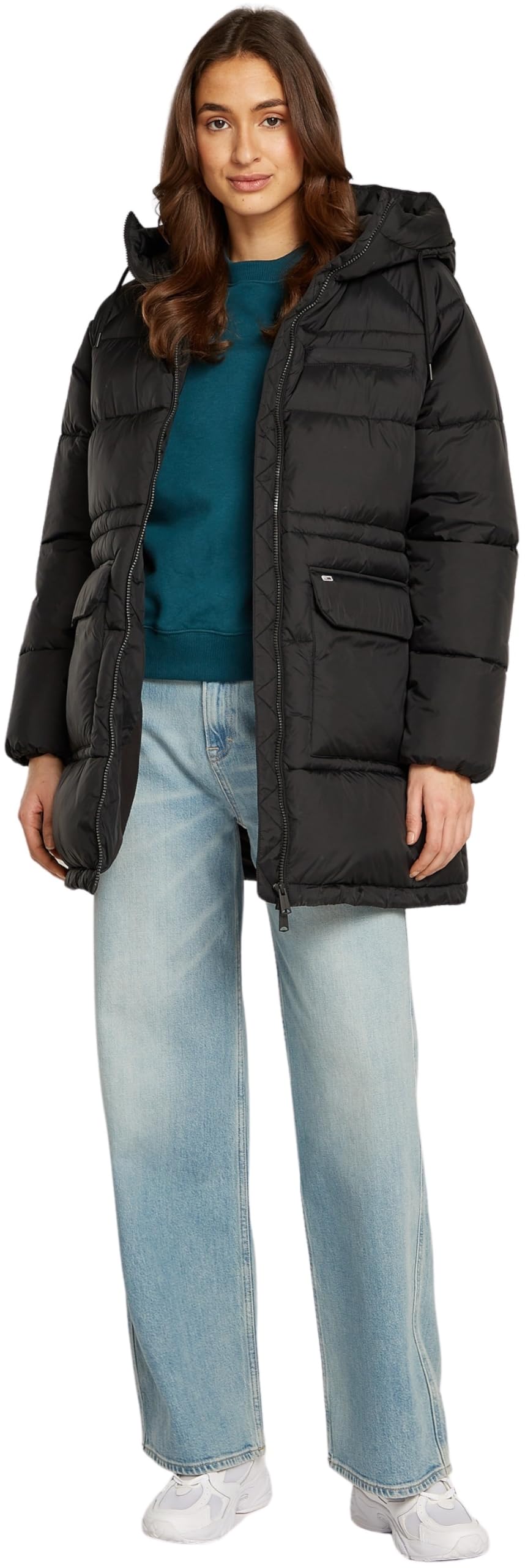 Tommy Jeans Women's Tjw Midi Aspen Puffer Dw0dw18842 Puffer Jacket, Black (Black), L