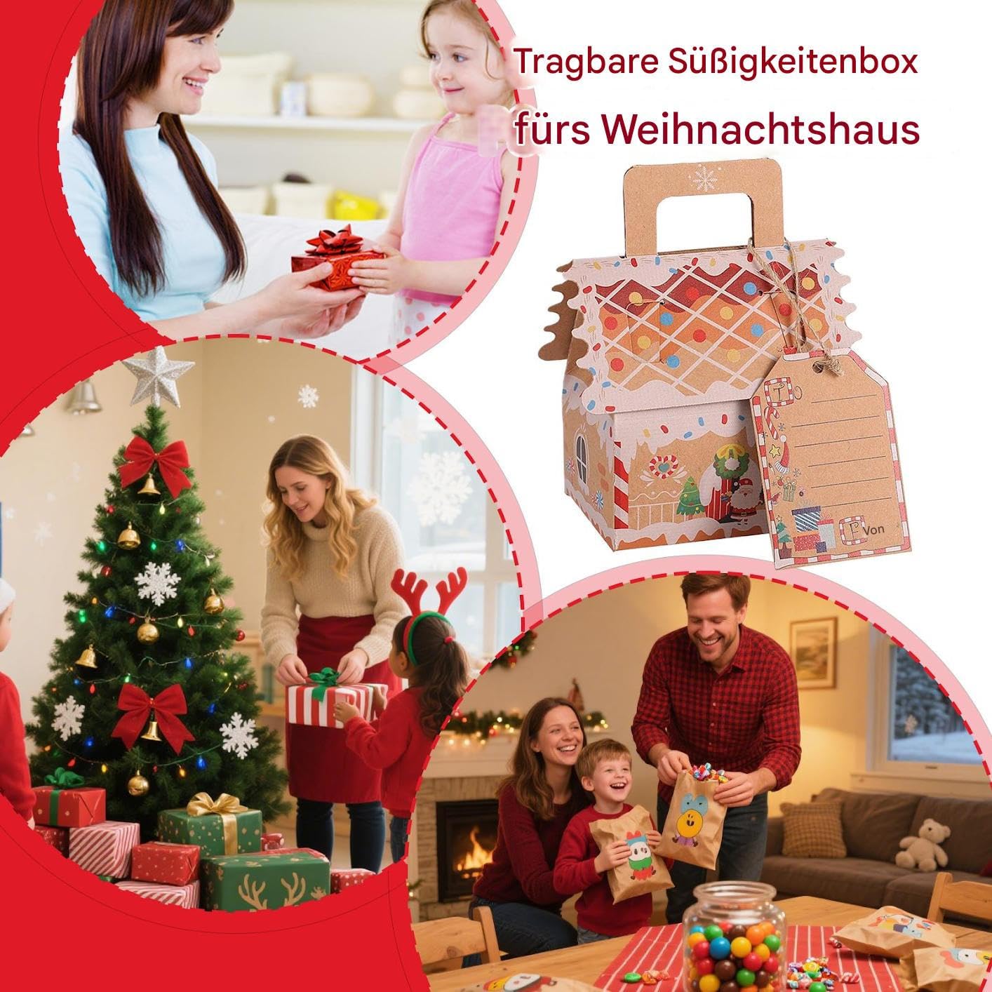 Piccole Scatole Per Natale 50 Pezzi Contenitore Per Dolci A Forma Di Casa