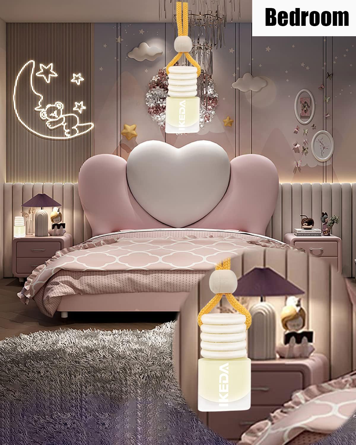 ikeda fragrance Lot de 6 désodorisants automobiles pour voiture - 4 ml - Conserve pendant 45 jours - Bouteilles diffuseurs automatiques à suspendre - Élimine les odeurs - Désodorisant longue durée