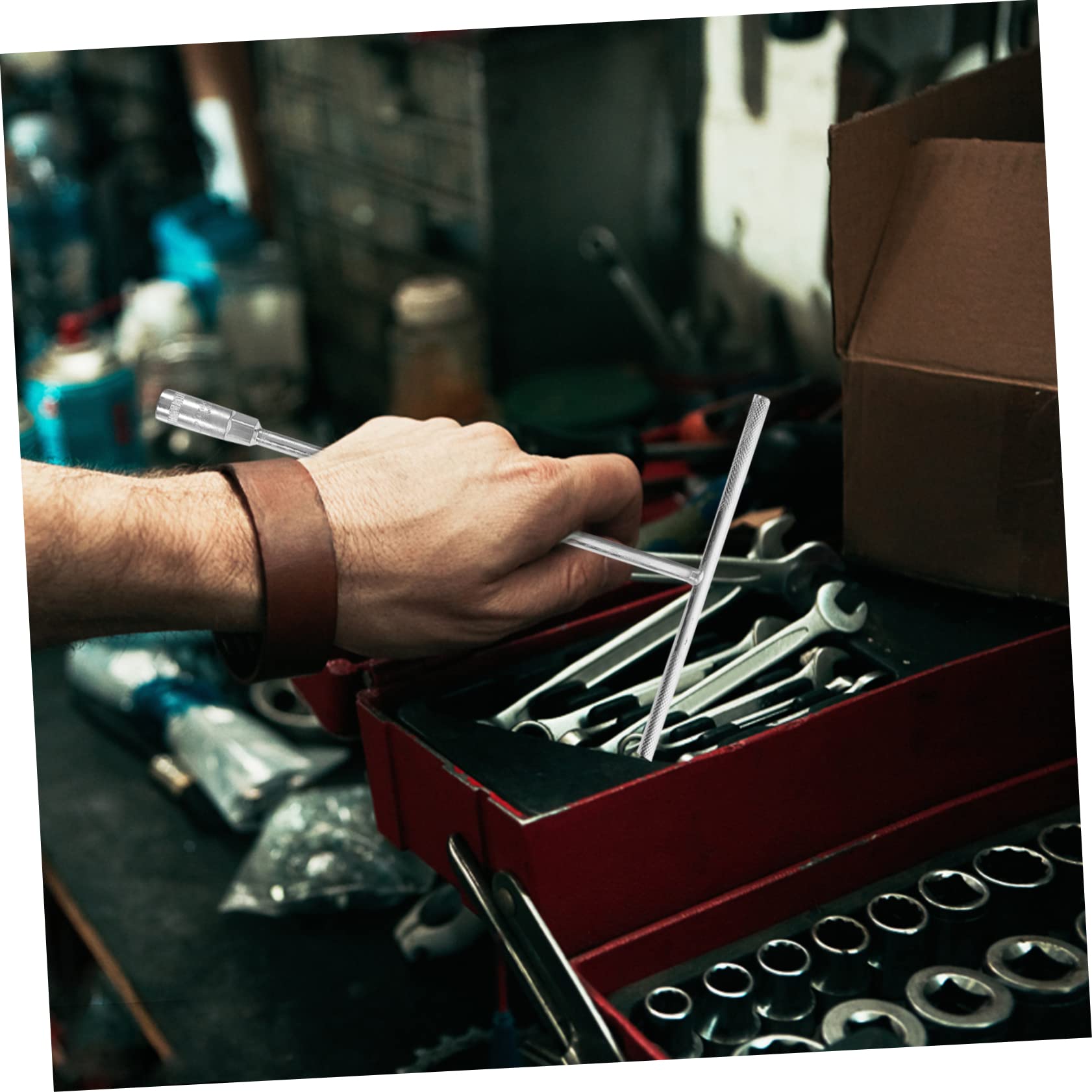 Angoily Jeu de Clés Douille T 7pcs en Acier Chrome-vanadium, Pratiques et Antirouille, pour Réparation et Outils Moto Professionnels, Tailles 8mm à 19mm