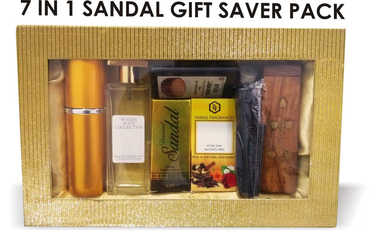 Parag fragrances 7 in 1 Gift Pack (Sandalwood Perfume 60ml, Sandal Spray 65ml, Sandal Attar 6ml, Pocket Spray 18ml, Sandal of Mysore 25ml, Natural Sandal 8ml, Sandalwood Sticks 100 gm)-picture-15