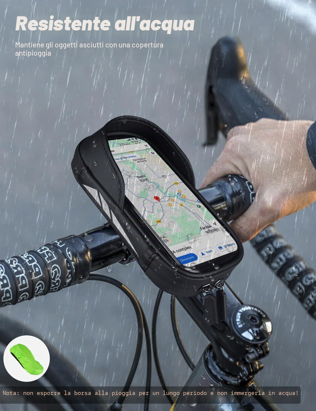 Vitalismo Porta Cellulare Bici Moto Impermeabile per Telefono 7 pollici | Borsa da Manubrio Bici con Parapioggia, Rotazione 360, Touch Screen, Porta Telefono per Bici MTB Moto Monopattino Elettrico