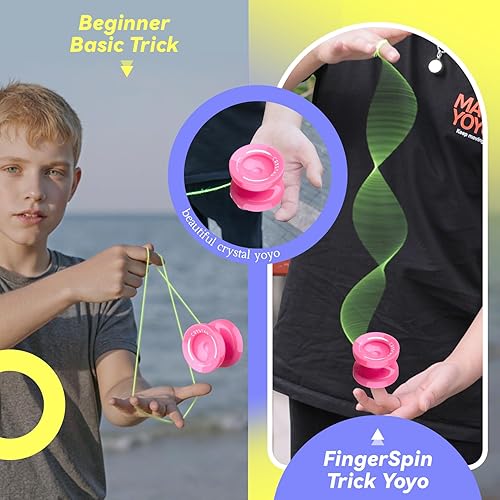 Miniatura 80 de MAGICYOYO K2 Crystal - Yoyo reactivo para niños, 2 yoyos profesionales, de doble función, para trucos con rodamiento no reactivo + 12 cuerdas +