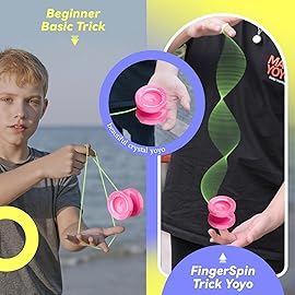 MAGICYOYO K2 Plus Crystal Responsive Yoyo for Kids, Pink Yo-yo for Beginners, Trick Yo Yo with Replacement Unresponsive Bearing for Intermediate, with 6 Yoyo Strings, Bag, Bearing Remover (Sky Pink)