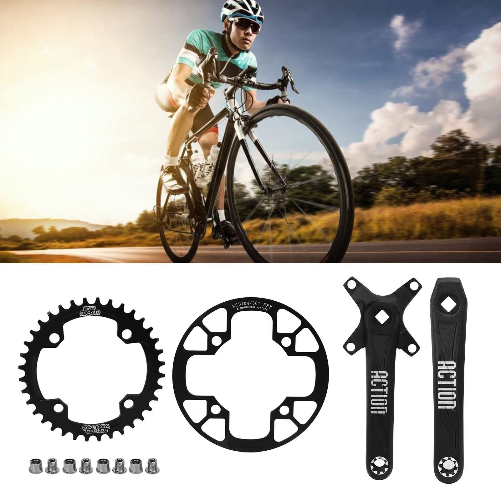 CHICIRIS Pedivella Alluminio 170mm 36T per Bici | Design ampio e stretto, forte compatibilità, alluminio leggero, ideale per mountain bike