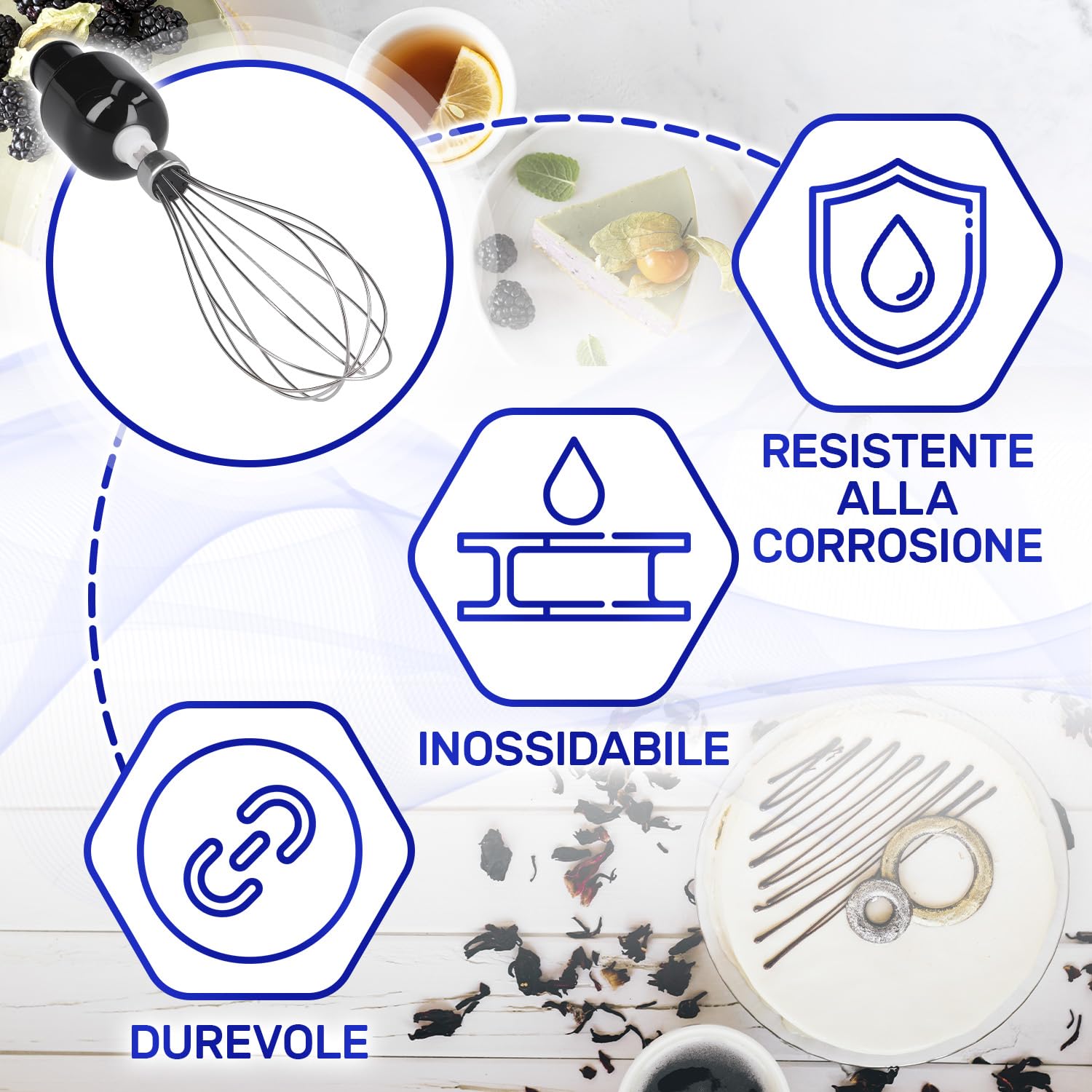 MONTERAL Frusta con Riduttore per Frullatore a Mano Ø 46x235 mm con Codice Originale 12027761 per Bosch ErgoMixx Style 1000W - Garanzia di 10 Anni