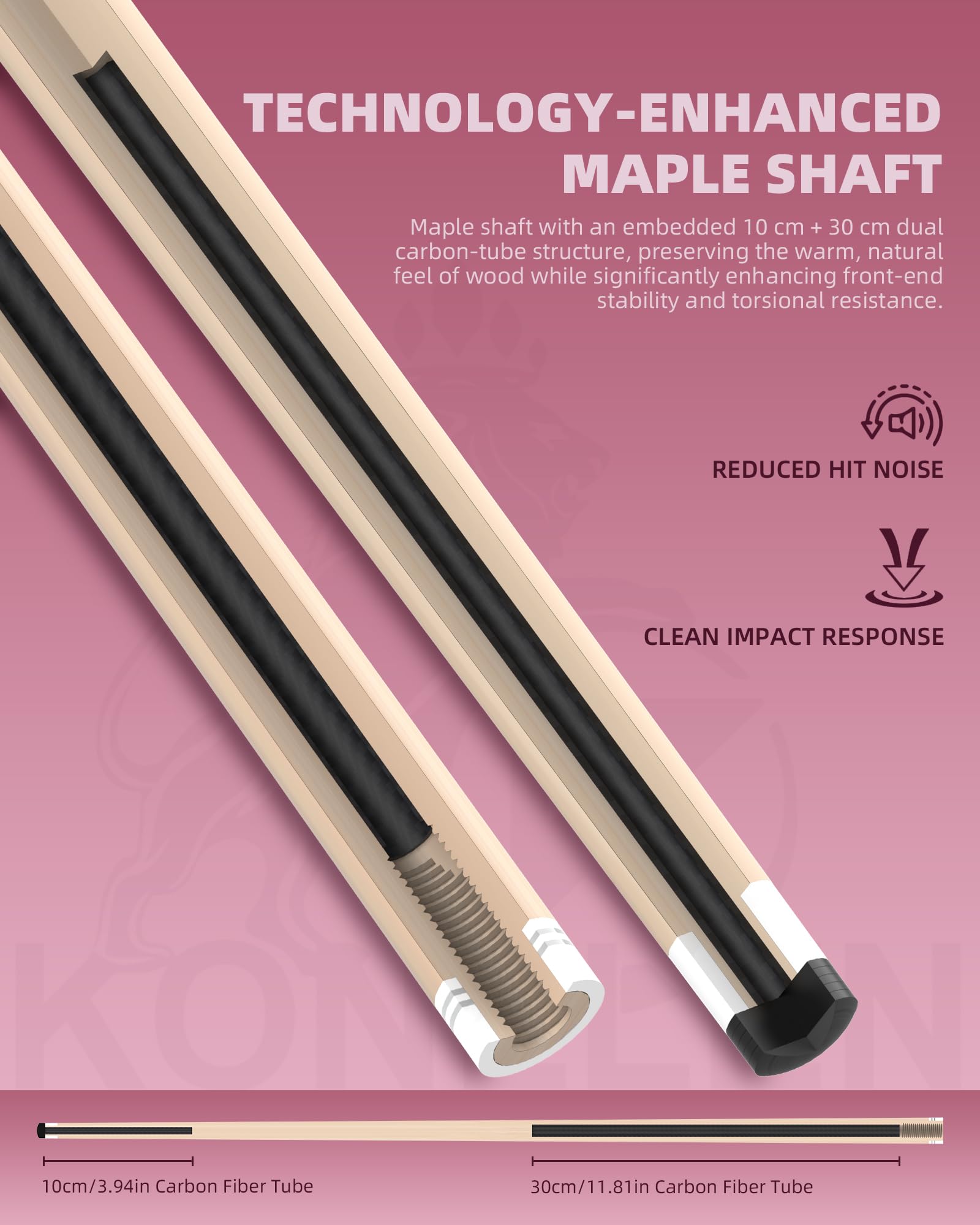 Amazon.co.jp: KONLLEN 低偏向ピンクプールキュー、若くてファッショ