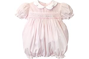 Baby Girls’ Hand Embroidered Smocked Bubble Romper