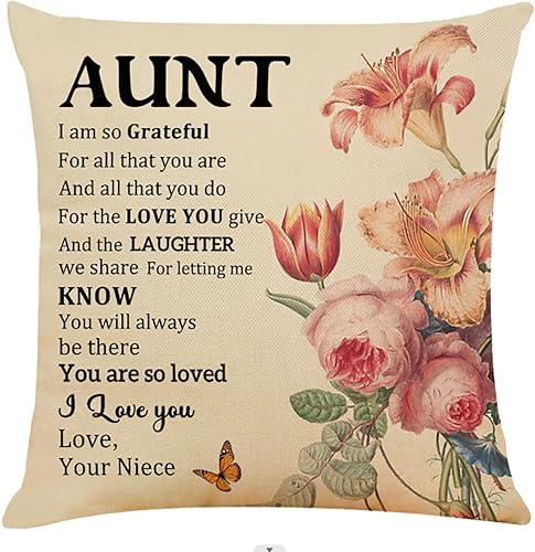 Fundas de almohada para regalo de tía, You are So Loved I Love You, funda de cojín para sofá dormitorio, tía, Navidad, Año Nuevo, regalos de