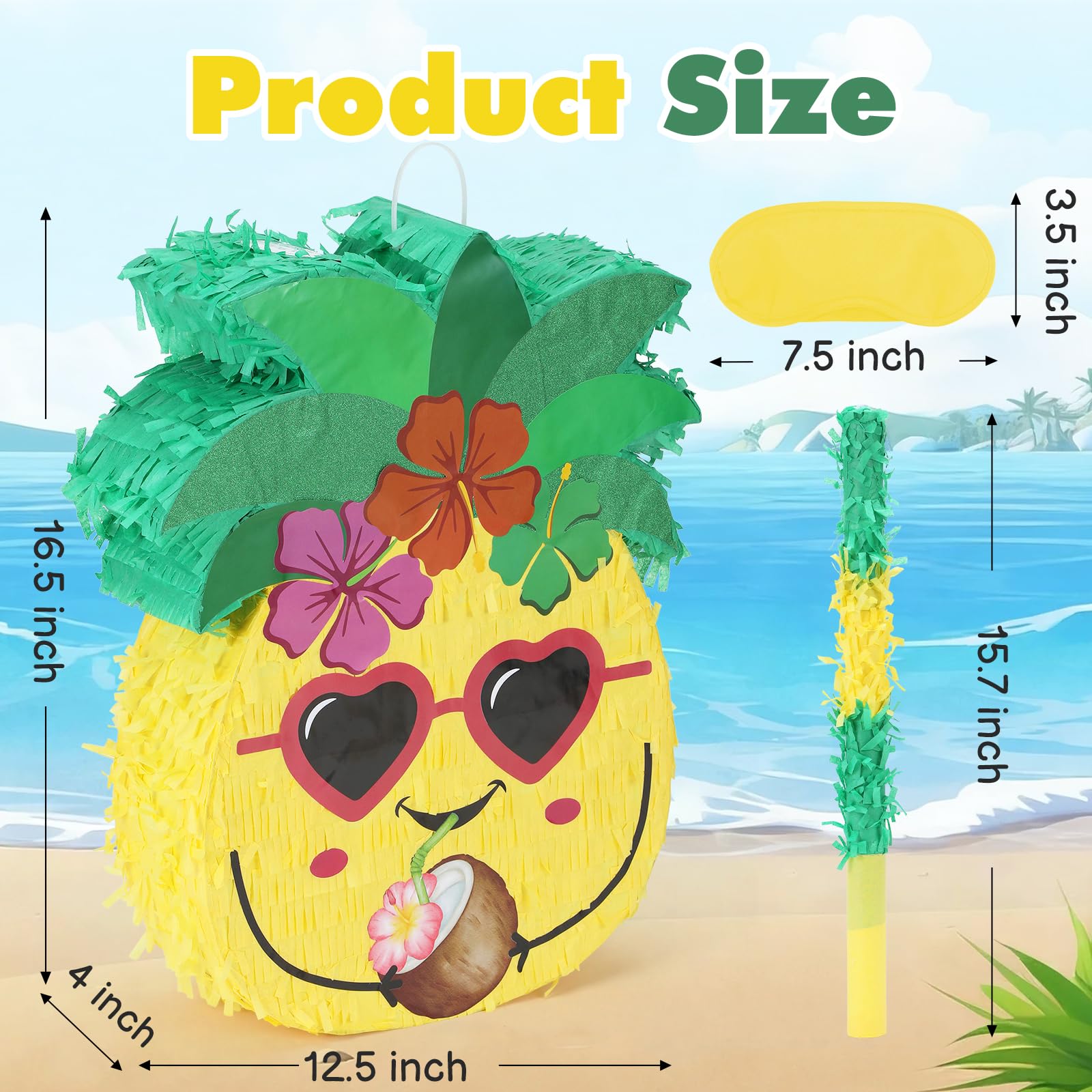 Set di pignate a forma di ananas con benda e pipistrello (39 x 33 x 10 cm), perfette per feste di compleanno di ragazzi e ragazze, decorazione per feste di bambini