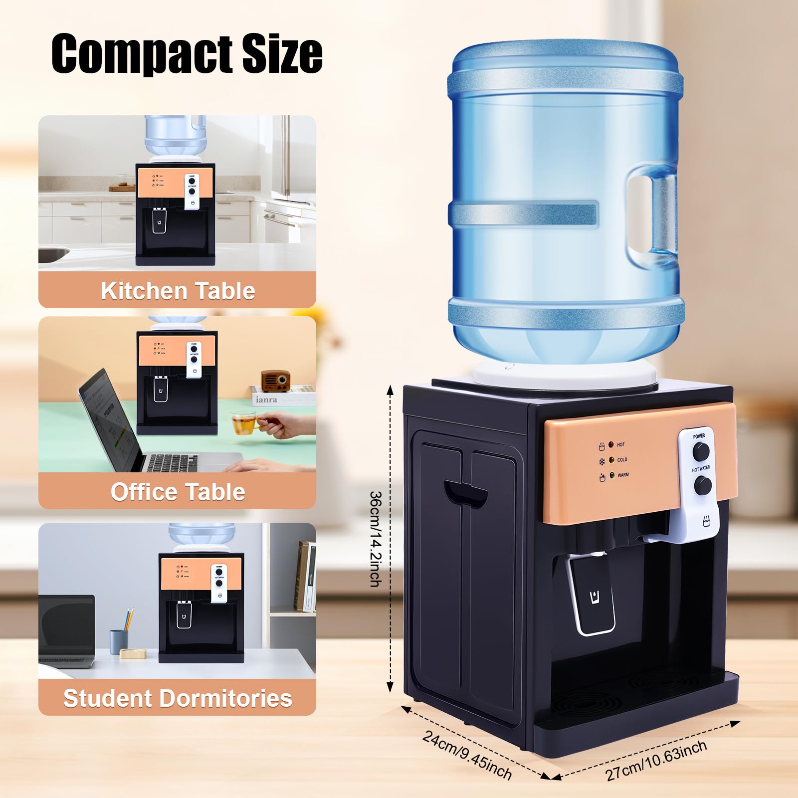 Distributeur d'eau électrique 550 W, distributeur d'eau chaude et froide 8 ℃ à 95 ℃, distributeur d'eau avec bac de récupération d'eau amovible, distributeur d'eau chaude à chargement par le