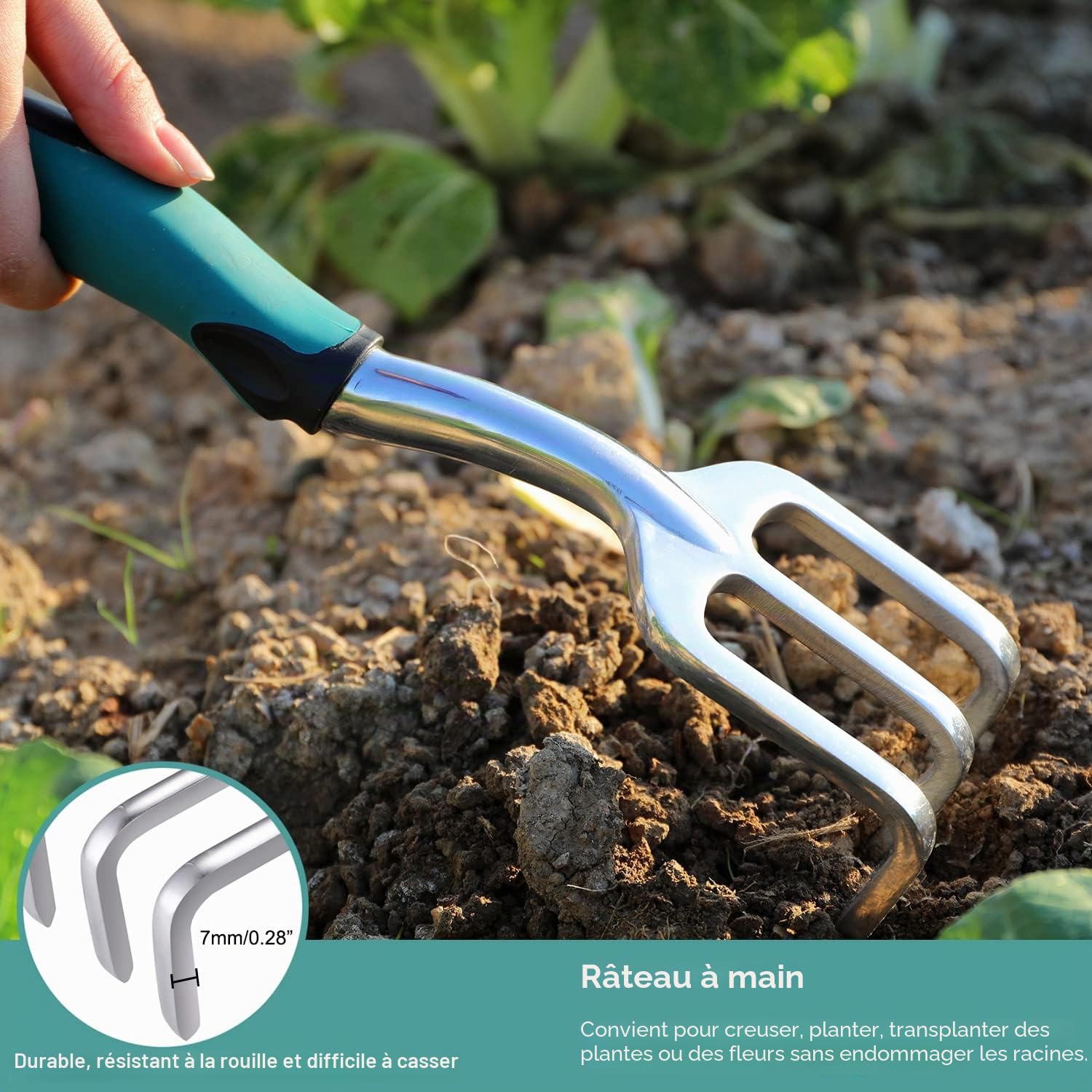 FANHAO Outils de Jardinage, Trois pièces d’Outils de Jardinage Lourds moulés en Aluminium avec Une poignée antidérapante caoutchoutée, des Outils à Main de Jardin durables Cadeaux de Jardin