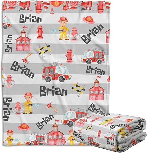 Manta de bombero, mantas de bebé de camión de bomberos, mantas de bebé personalizadas para niños, mantas de bebé personalizadas con nombre, manta de