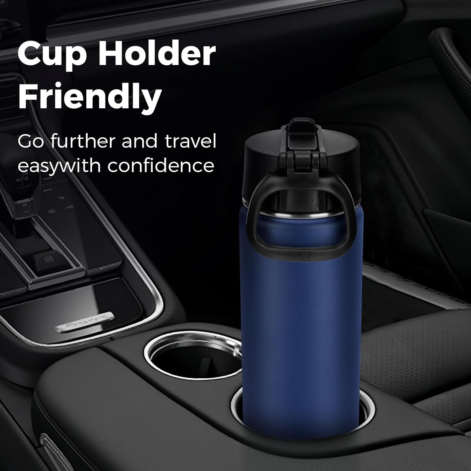 Neihepal 22 oz Insulated Water Bottles Bulk, Stainless Steel Water Bottles Bulk with Leak Proof Straw Lid, Wide Mouth Double Walled Vacuum Keeps Cold and Hot(Navy,8 Pack) - Image 6