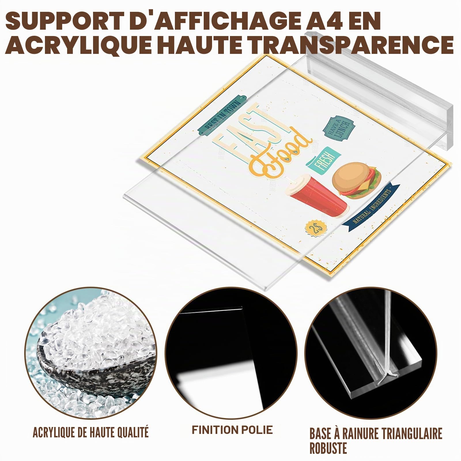6 Pièces Présentoir de Table A4 - Porte Affiche - porte menu - Présentoir en Acrylique Transparent pour Menus,publicité,cadre photo,affichage,restaurant