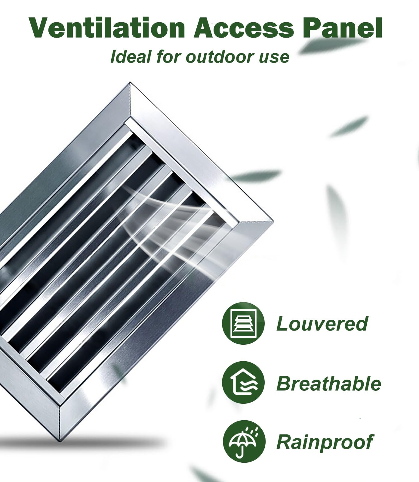 Sportello Ispezione Griglia di Ventilazione Esterna a Lamelle in Acciaio Inox 304, Griglia di Ventilazione Quadrata, Pannello di Apertura per Ventilazione con Presa a Muro(30x50cm)