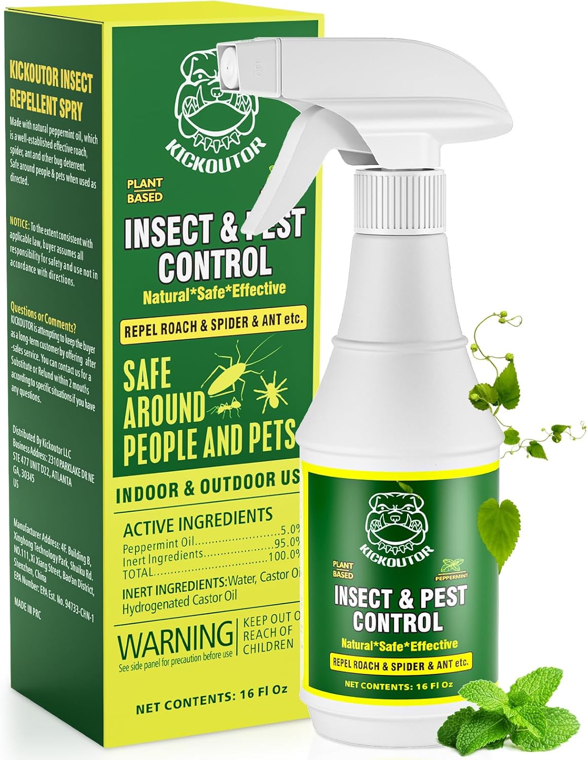 16 oz peppermint oil spray for household bugs. Low Tox