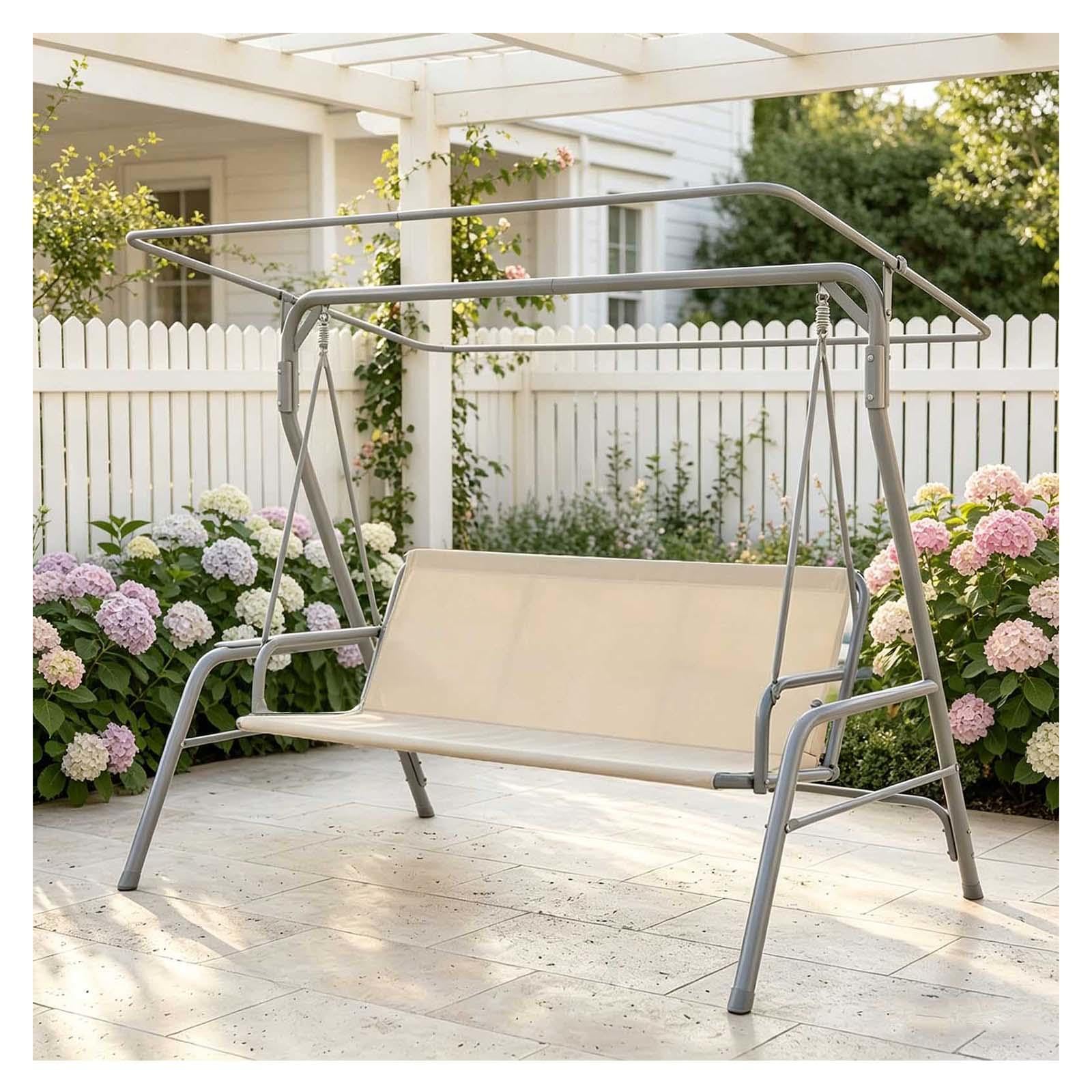 Porch Swing Seat Replacement 600D Thickened Waterproof Oxford Garden Rocking Chair Cushions Covers for 2/3 Seater Patio Garden Swing Chair,Beige-56.7×17.7×21.7in