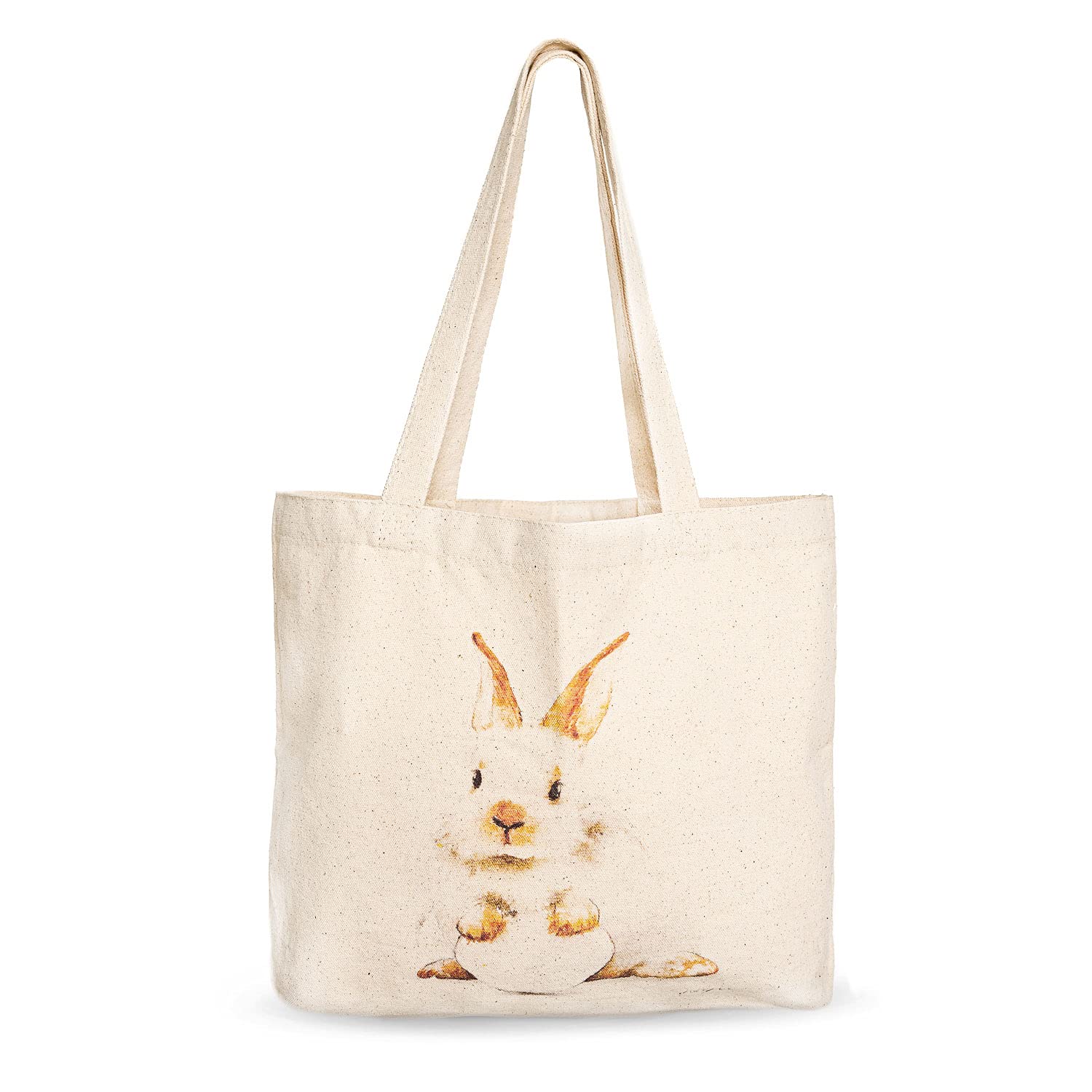 Canvas Tote Bag, Animal Design, Heavy Duty Gusseted, 100% Natural Cotton, for Shopping, Grocery, Laptop (T-BUNNY_XL)
