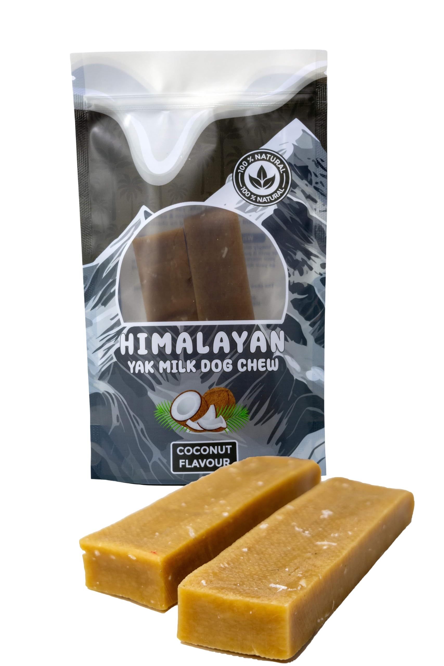 Himalayan Yak Dog Chews, Coconut Flavour, Yak Chews with Milk for Dogs Large (pack of 2)