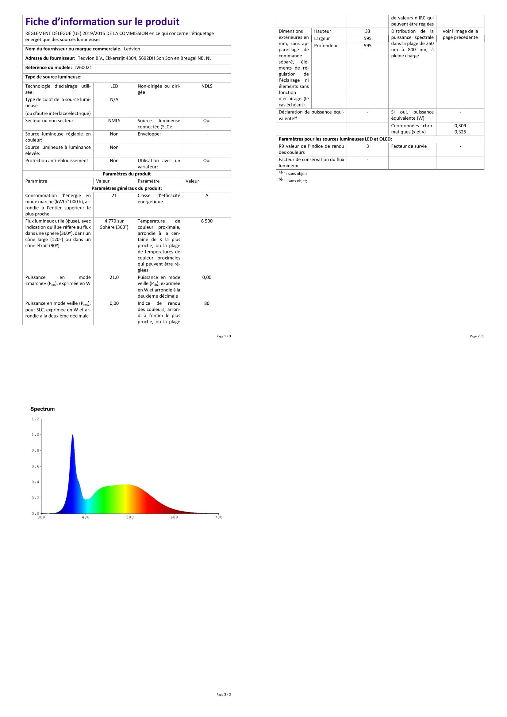 Ledvion - 6X Panel LED, 60x60, 24W, 6500K, 5040 Lúmenes, Luminaria Empotrada, Incluye Driver LED y Conector Rápido