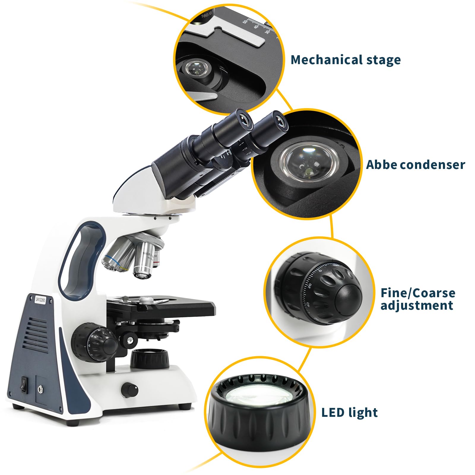 SWIFT SW400 Binokulares Compound-Mikroskop, 40X-2500X, Unendliches optisches System, Labor-Mikroskop mit WF 10X/25X Okularen, LED, Ultra-präzise Fokussierung, wiederaufladbar, kamerakompatibel