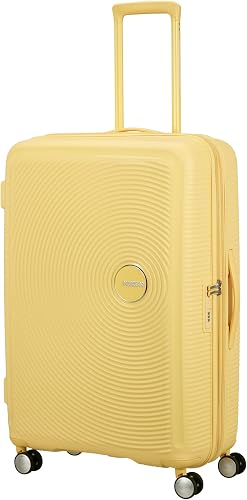 American Tourister Soundbox - Hard Shell Suitcase Large, 77 cm - Trolley Suitcase with 4 Wheels, TSA Lock, Expandable & Light, 97/110L, Pastel Yellow (Pastel Yellow) - 9