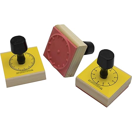 READY 2 LEARN Analog Clock Stamps - Set of 3 - Wooden Stamps for Telling Time Activities and DIY - Use for Flashcards, Worksheets, Invitations, Albums and Scrapbooks