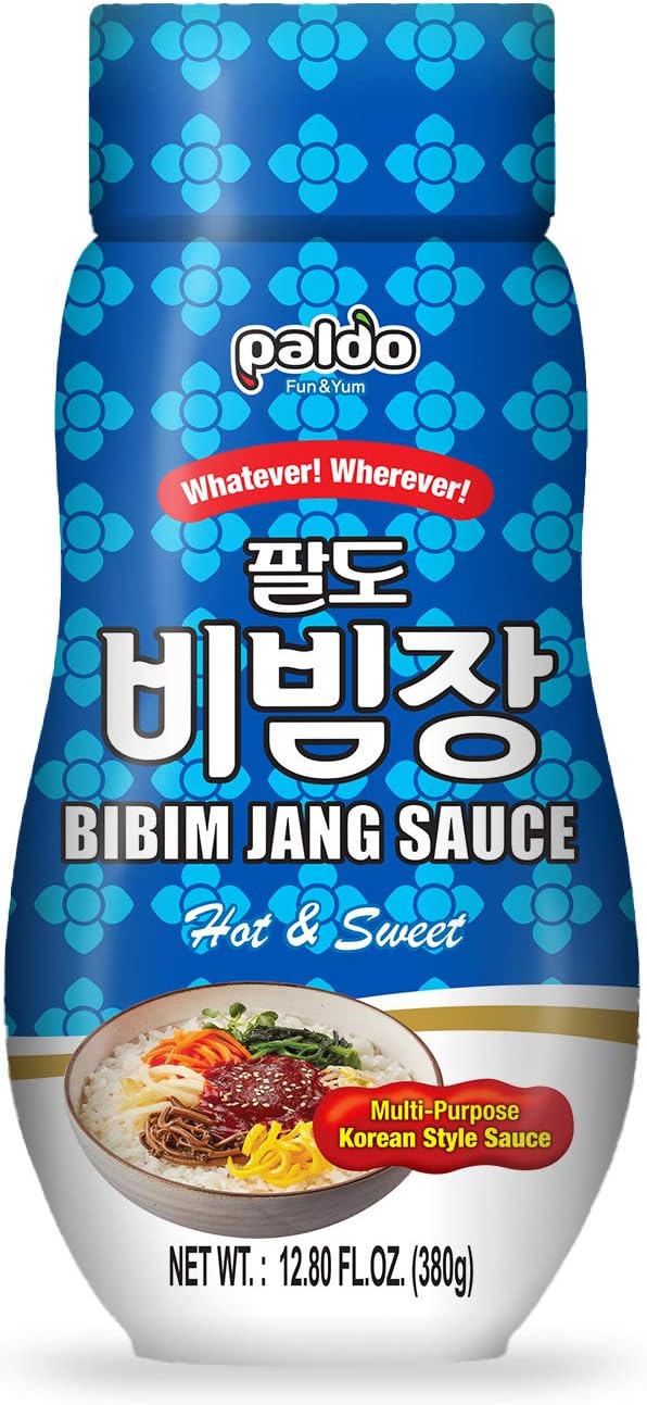 PALDO FUN & YUM Bibim Jang Sauce for Noodles Ramen Bibimbap Rice Meat & More Food, Sweet & Spicy Seasoning Sauce, Best Oriental Style Korean Sauce, 팔도 비빔장 12.80 fl oz