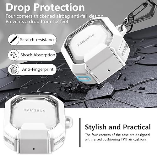 Miniatura 10 de (con bloqueo seguro) Funda transparente de fibra de carbono para Samsung Galaxy Buds FE (2023) Galaxy Buds 2 Pro (2022)Galaxy Buds Pro (2021)Galaxy