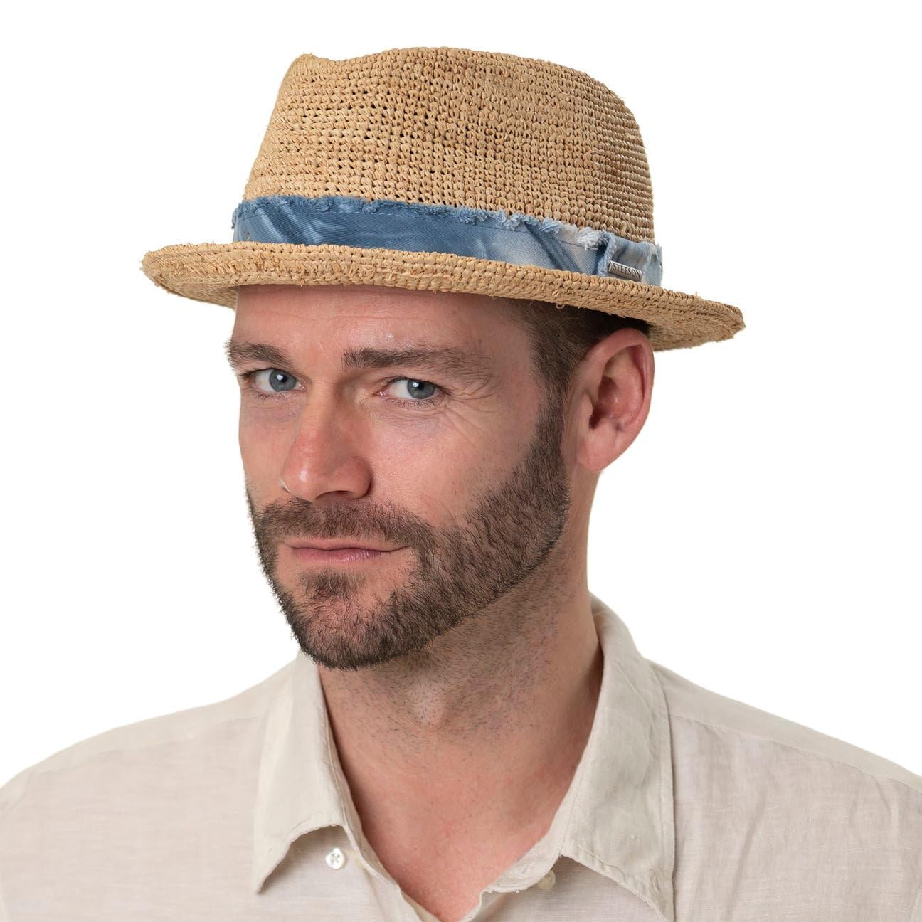 Stetson Madison Sombrero Fedora Rafia con Banda de Tela Unisex Primavera Verano