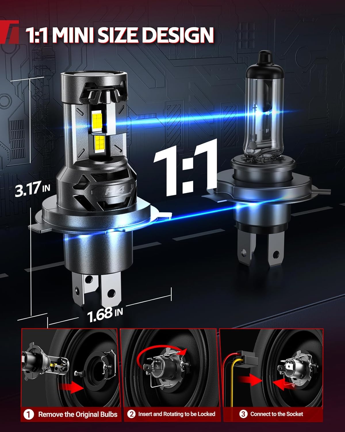 Torchbeam 2026 H4 LED Light Bulbs, 2 Pcs 91000LM 6500K White Lighting Solution, Optimized Beam Pattern