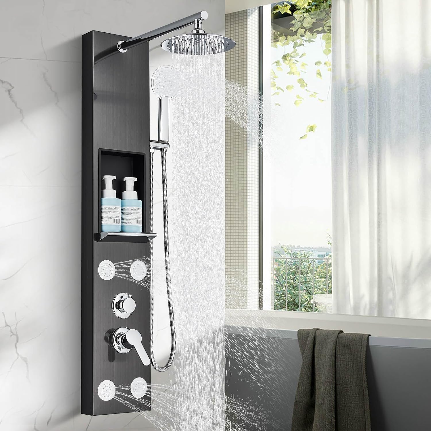 AquaUno Thermostatic Shower Tower Panel - Better Bathrooms - View #2