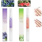 Meschett 2PCS Cuticle Oil Pens for Nail Care,Cuticle Revitalizer Oil Pen with Soft Brush,Cuticle Oil to Prevent Nail Cracking and Dry (Blueberry & Watermelon Flavor)
