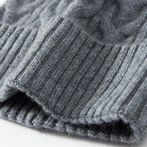 Miniatura 4 de Momooda Gorro de invierno 100% lana de punto trenzado para mujeres y hombres, gorro de esquí con puños, gorro cálido de calavera