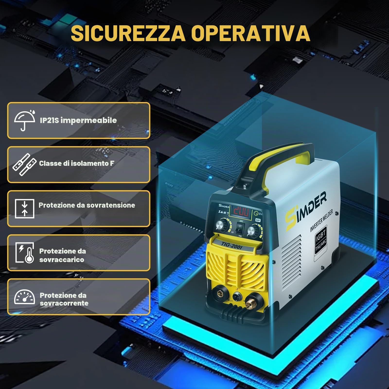 SSIMDER - Saldatrice TIG, 140 A, 2 in 1, Lift TIG/MMA con torcia TIG WP-17, elettrodi, saldatrice inverter TIG-200 IGBT, adatta per riparazioni agricole, uso domestico, fai da te, riparazione auto
