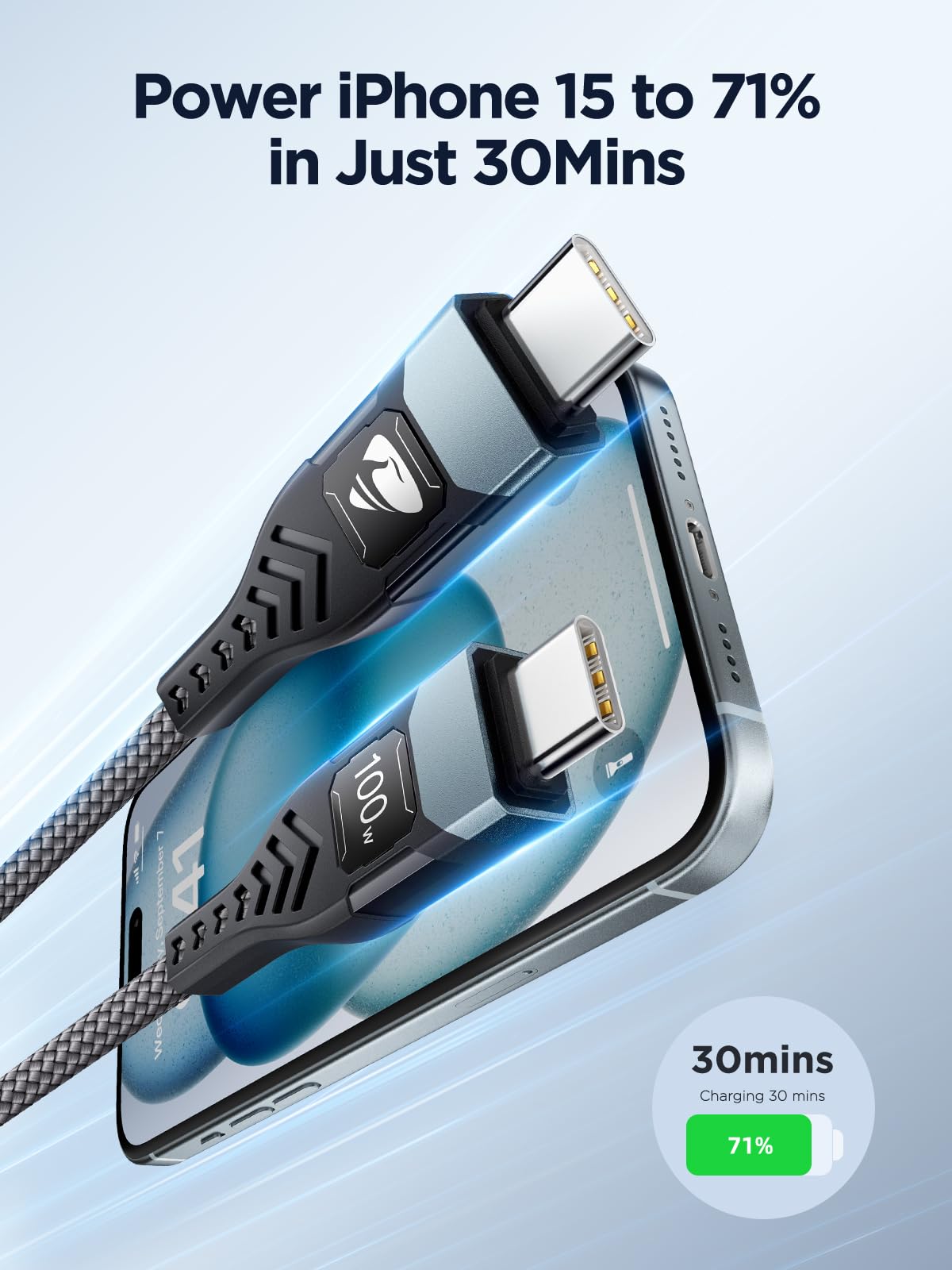100W USB C to USB C Cable [6ft/2 Pack], Type C to C Charger Cable 5A USBC to USBC Fast Charging USB C Charger Cable for MacBook Pro, iPhone15/15Pro/15ProMax, iPad Pro, Samsung Galaxy S24 Ultra S23