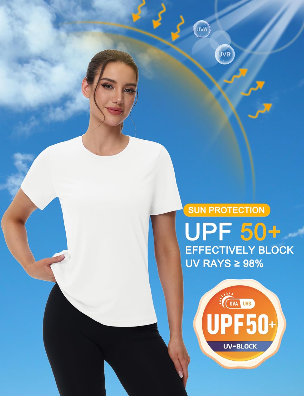 MAGCOMSEN Women's Short Sleeve T-Shirts UPF 50+ Sun Protection Quick Dry Athletic Running Workout Rash Guard Tops - Image 4