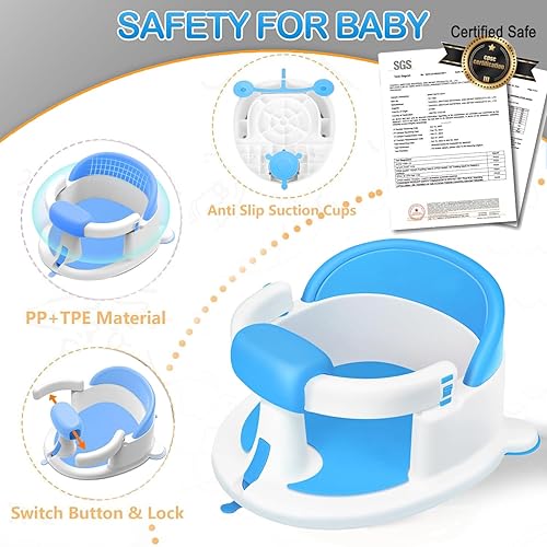 Miniatura 5 de Asiento de baño para bebés de 6 meses en adelante, asientos de baño antideslizantes para bebés sentados, asiento seguro para bebés y recién nacidos,